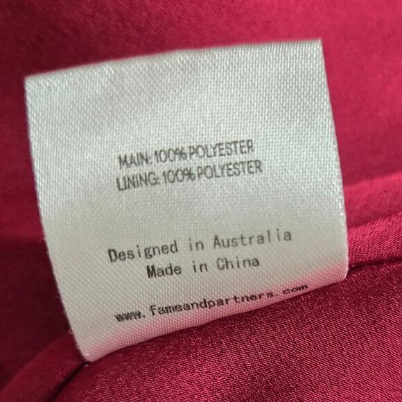 Fame and Partners Womens Ara Red Satin Lace Gown Dress 8 Romantic Vamp Trumpet - Picture 10 of 12